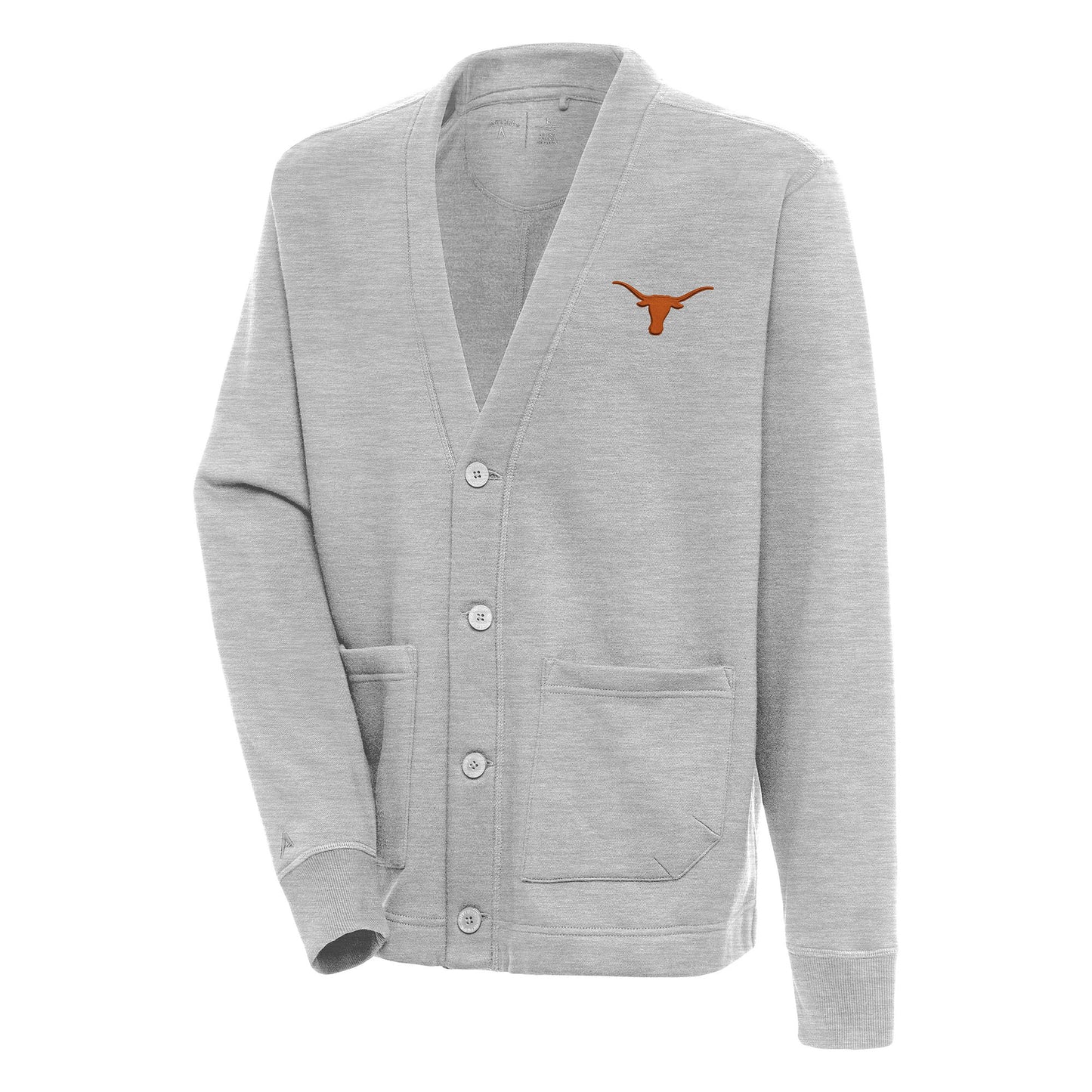 Men's Antigua  Heather Gray Texas Longhorns Victory Cardigan