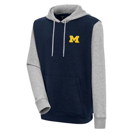 Men's Antigua  Navy Michigan Wolverines Victory Pullover Hoodie