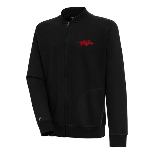 Men's Antigua  Black Arkansas Razorbacks Victory Full-Zip Jacket