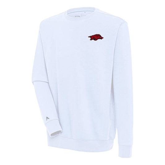 Men's Antigua  White Arkansas Razorbacks Victory Pullover Sweatshirt