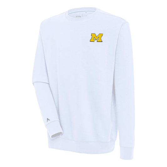 Men's Antigua  White Michigan Wolverines Victory Pullover Sweatshirt