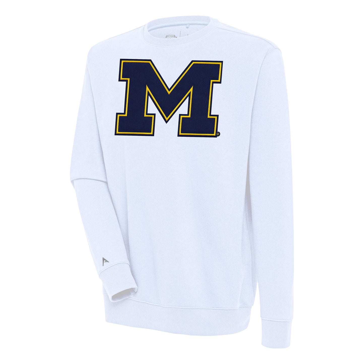 Men's Antigua  White Michigan Wolverines Victory Pullover Sweatshirt