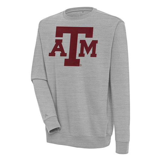 Men's Antigua  Heather Gray Texas A&M Aggies Victory Pullover Sweatshirt