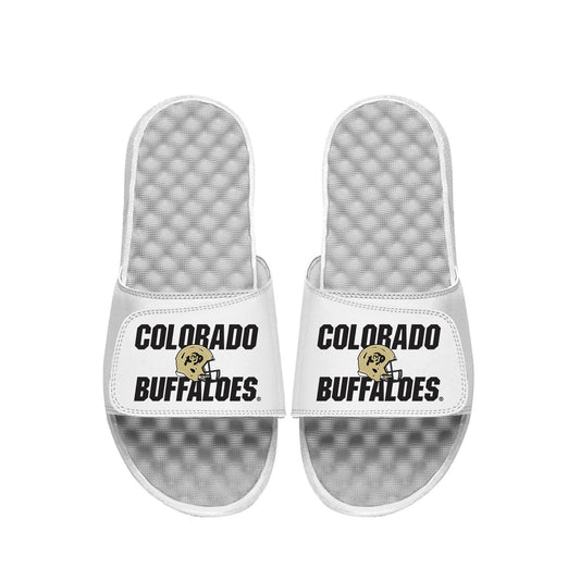Men's ISlide  White Colorado Buffaloes  Helmet Stack Slide Sandals