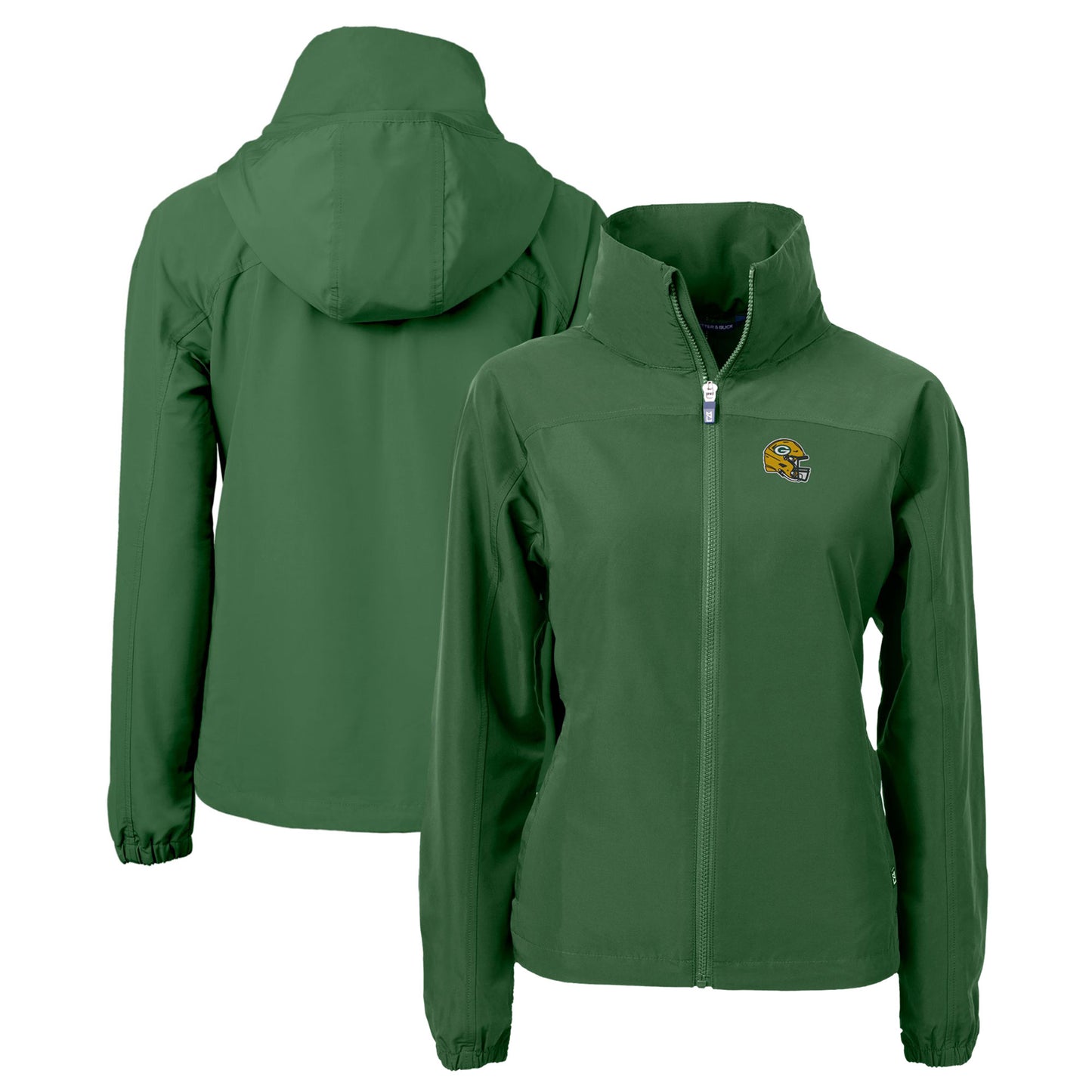 Women's Cutter & Buck Green Green Bay Packers Charter Eco Recycled Full-Zip Jacket