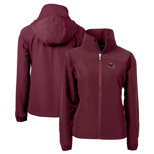 Women's Cutter & Buck Burgundy Washington Commanders Charter Eco Recycled Full-Zip Jacket