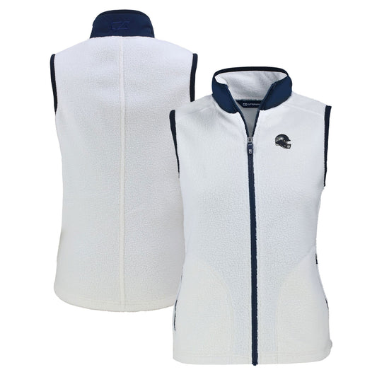 Women's Cutter & Buck Oatmeal Seattle Seahawks Helmet Logo Cascade Eco Sherpa Fleece Full-Zip Vest