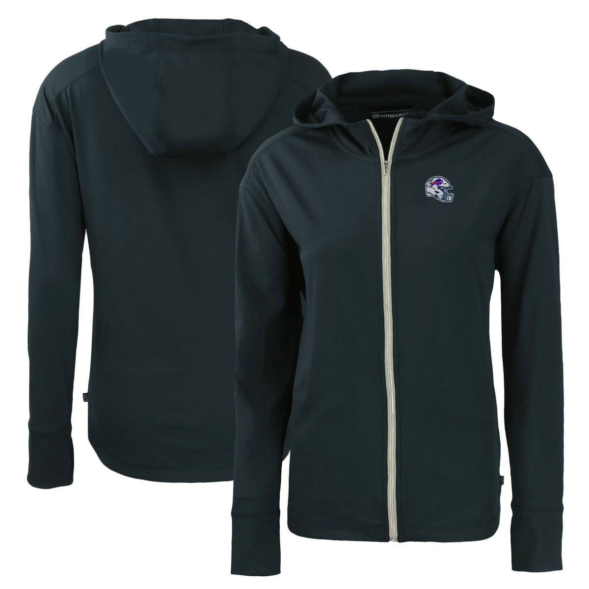 Women's Cutter & Buck  Navy Buffalo Bills Helmet Daybreak Eco Recycled Full-Zip Hoodie