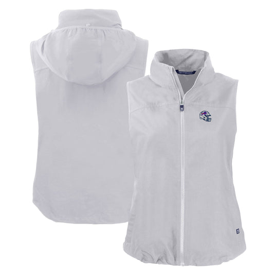 Women's Cutter & Buck Gray Buffalo Bills Helmet Logo Charter Eco Recycled Full-Zip Vest