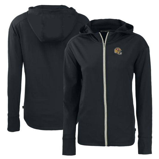 Women's Cutter & Buck  Black San Francisco 49ers Helmet Daybreak Eco Recycled Full-Zip Hoodie