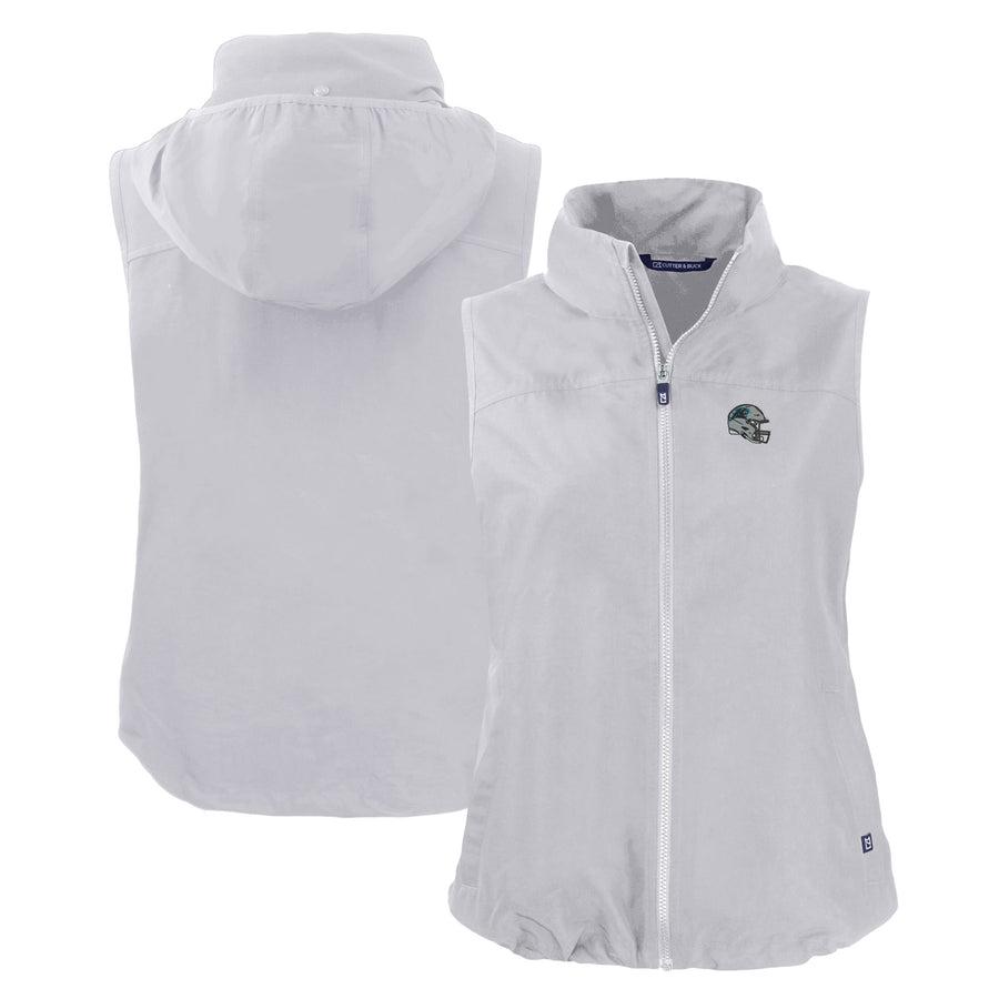 Women's Cutter & Buck Gray Carolina Panthers Helmet Logo Charter Eco Recycled Full-Zip Vest