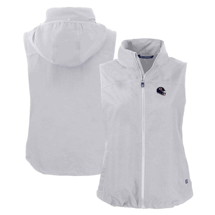 Women's Cutter & Buck Gray Chicago Bears Helmet Logo Charter Eco Recycled Full-Zip Vest