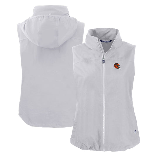 Women's Cutter & Buck Gray Cincinnati Bengals Helmet Logo Charter Eco Recycled Full-Zip Vest