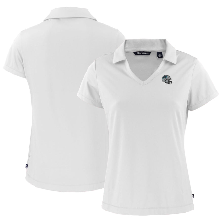 Women's Cutter & Buck  White Carolina Panthers Helmet Daybreak Eco Recycled V-Neck Polo