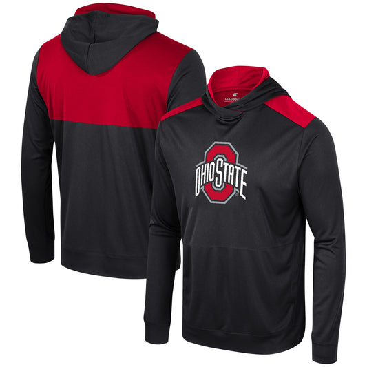 Men's Colosseum Black Ohio State Buckeyes Warm Up Long Sleeve Hoodie T-Shirt