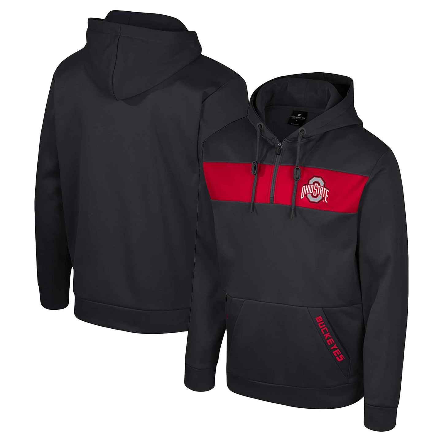 Men's Colosseum  Black Ohio State Buckeyes Quarter-Zip Hoodie