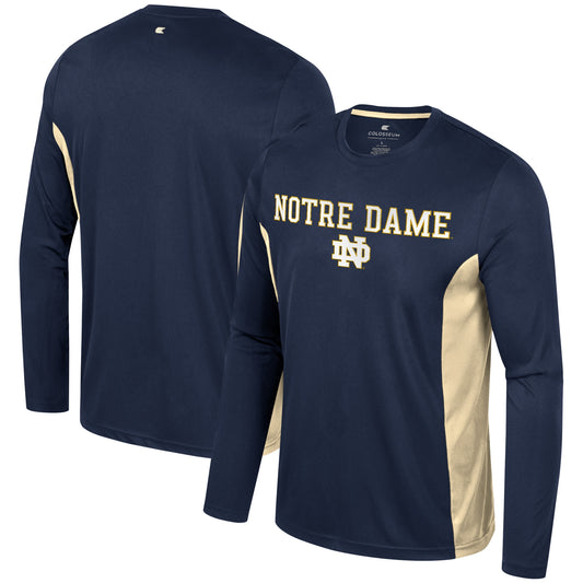 Men's Colosseum Navy Notre Dame Fighting Irish Warm Up Long Sleeve T-Shirt