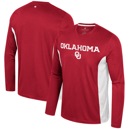 Men's Colosseum Crimson Oklahoma Sooners Warm Up Long Sleeve T-Shirt