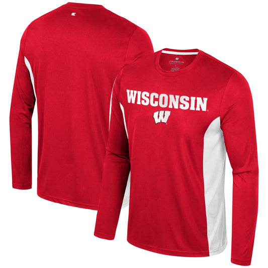 Men's Colosseum Red Wisconsin Badgers Warm Up Long Sleeve T-Shirt