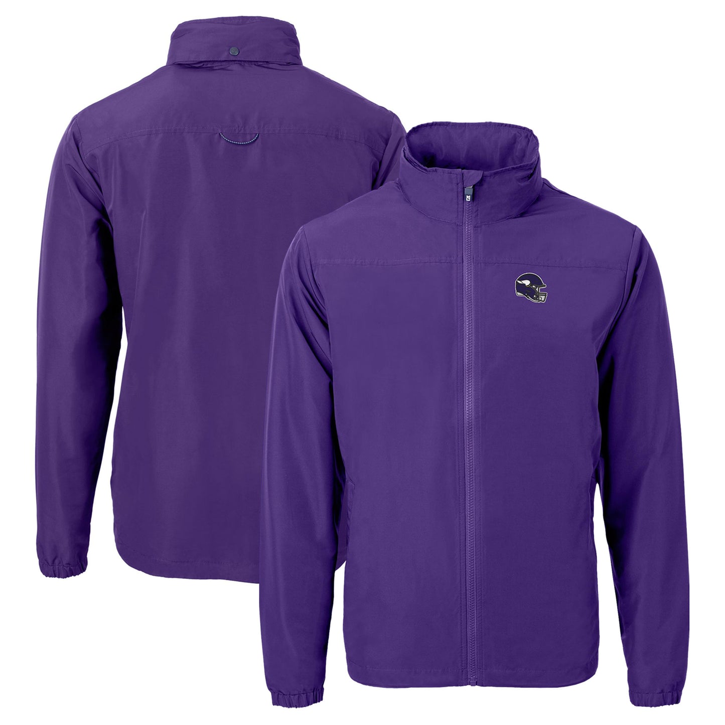 Men's Cutter & Buck  Purple Minnesota Vikings Helmet Charter Eco Recycled Full-Zip Jacket