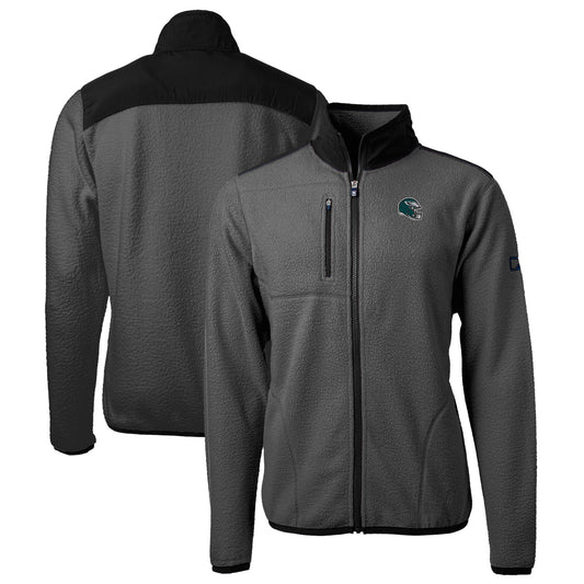 Men's Cutter & Buck  Gray/Black Philadelphia Eagles Helmet Cascade Eco Sherpa Fleece Full-Zip Jacket