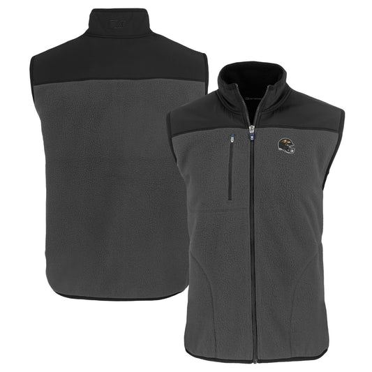 Men's Cutter & Buck  Gray Baltimore Ravens Helmet Cascade Eco Sherpa Fleece Full-Zip Vest