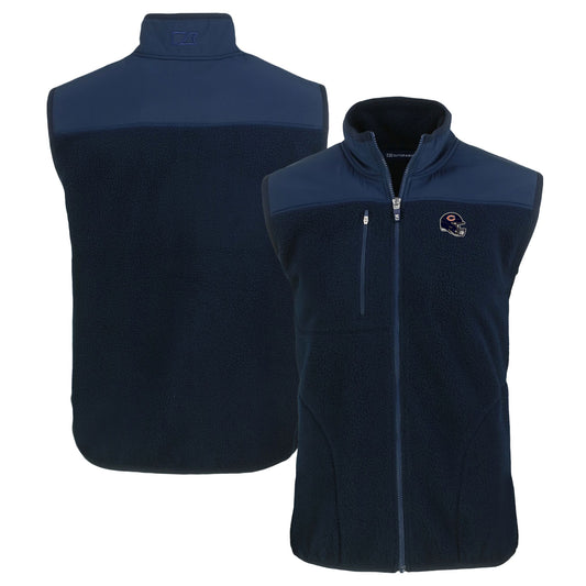 Men's Cutter & Buck  Navy Chicago Bears Helmet Cascade Eco Sherpa Fleece Full-Zip Vest