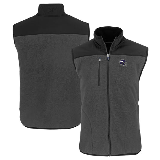 Men's Cutter & Buck  Gray Minnesota Vikings Helmet Cascade Eco Sherpa Fleece Full-Zip Vest