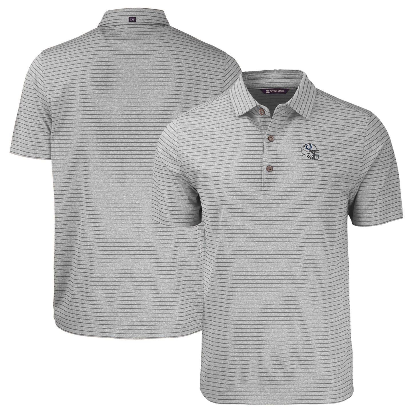 Men's Cutter & Buck  Heather Gray Indianapolis Colts Helmet Forge Eco Heather Stripe Stretch Recycled Polo