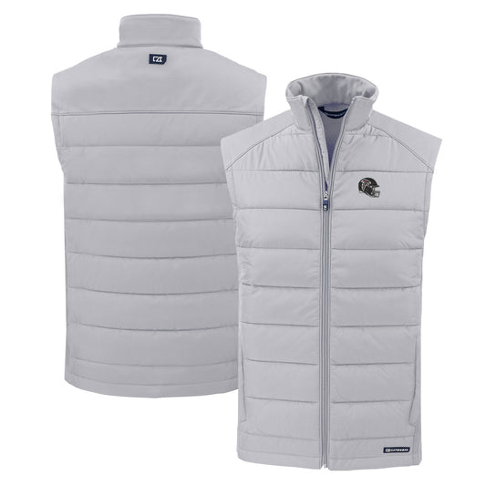 Men's Cutter & Buck Gray Atlanta Falcons Helmet Evoke Hybrid Eco Softshell Recycled Full-Zip Vest