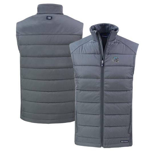 Men's Cutter & Buck Gray Detroit Lions Helmet Evoke Hybrid Eco Softshell Recycled Full-Zip Vest