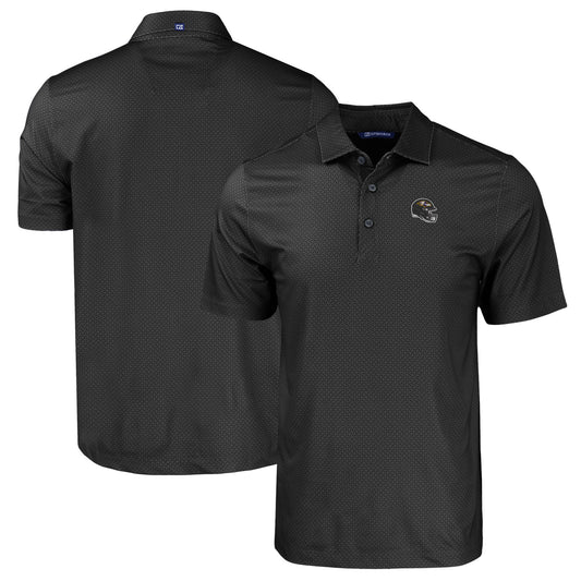 Men's Cutter & Buck  Black Baltimore Ravens Helmet Big & Tall Pike Eco Tonal Geo Print Stretch Recycled Polo