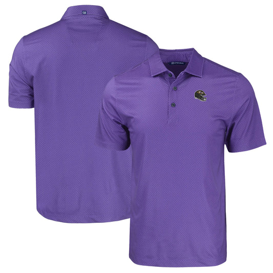 Men's Cutter & Buck  Purple Baltimore Ravens Helmet Big & Tall Pike Eco Tonal Geo Print Stretch Recycled Polo