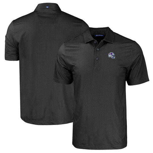 Men's Cutter & Buck  Black Buffalo Bills Helmet Big & Tall Pike Eco Tonal Geo Print Stretch Recycled Polo