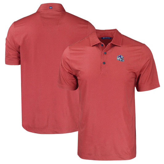 Men's Cutter & Buck  Red Buffalo Bills Helmet Big & Tall Pike Eco Tonal Geo Print Stretch Recycled Polo