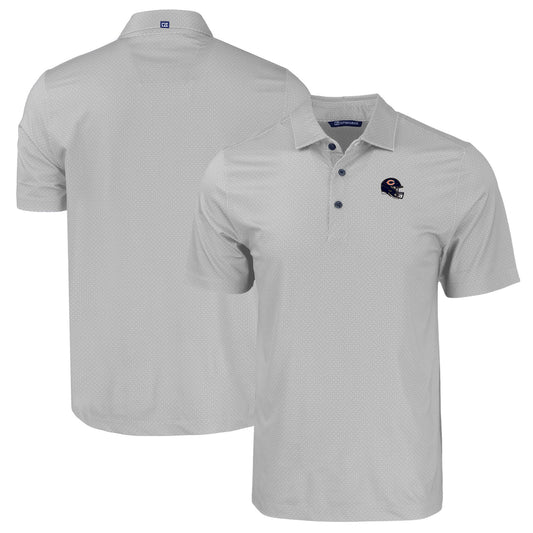 Men's Cutter & Buck  Gray Chicago Bears Helmet Big & Tall Pike Eco Tonal Geo Print Stretch Recycled Polo