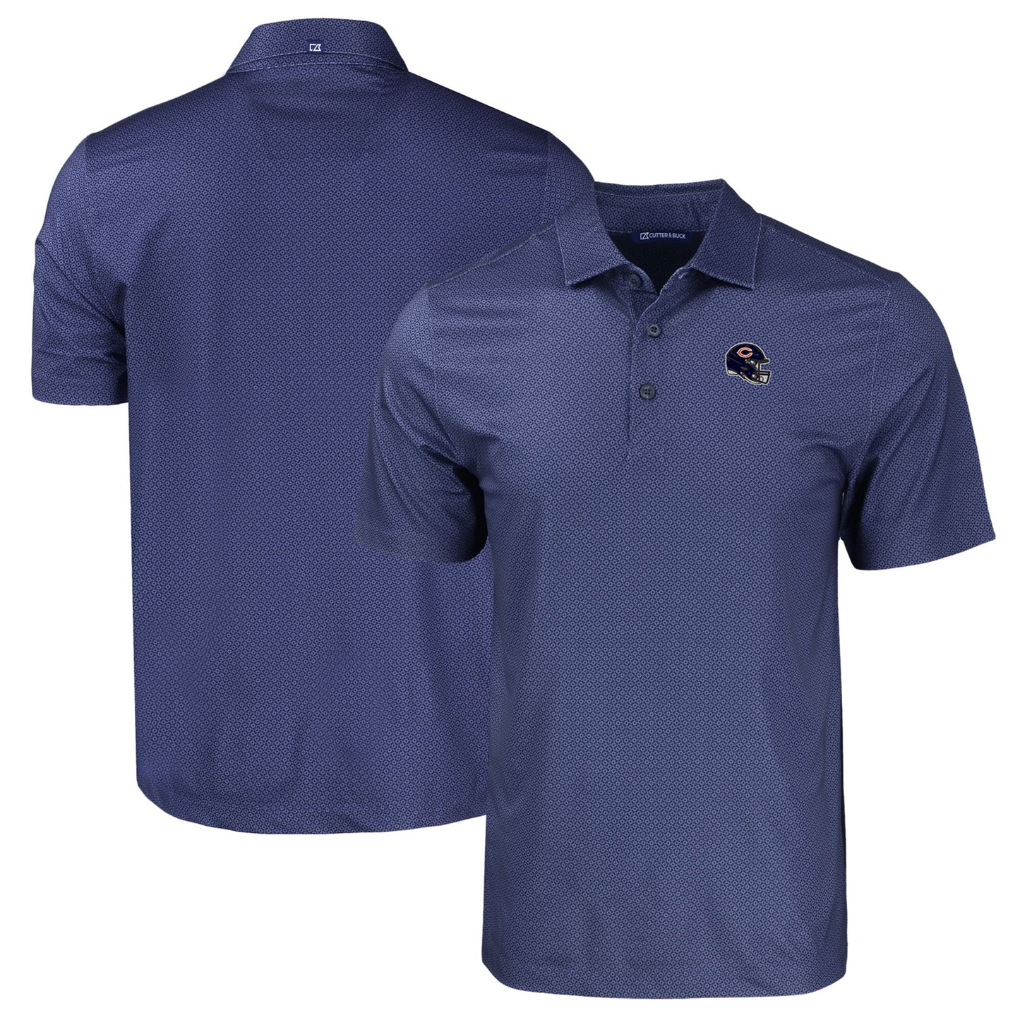 Men's Cutter & Buck  Navy Chicago Bears Helmet Big & Tall Pike Eco Tonal Geo Print Stretch Recycled Polo
