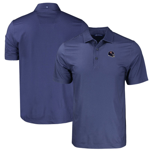 Men's Cutter & Buck  Navy Chicago Bears Helmet Big & Tall Pike Eco Tonal Geo Print Stretch Recycled Polo