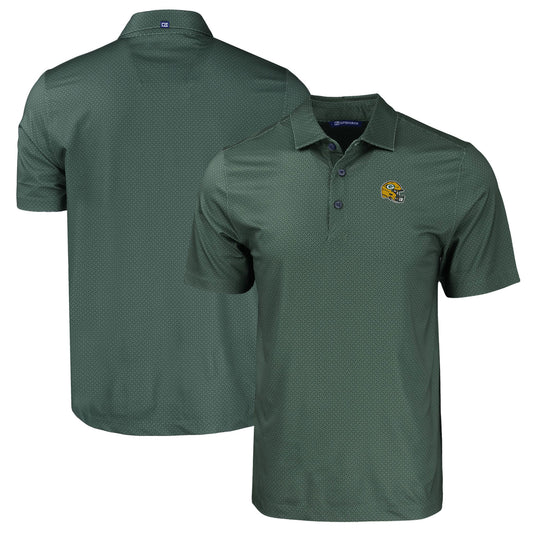 Men's Cutter & Buck  Green Green Bay Packers Helmet Big & Tall Pike Eco Tonal Geo Print Stretch Recycled Polo
