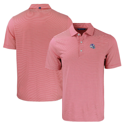 Men's Cutter & Buck  Red/White Buffalo Bills Helmet Forge Eco Double Stripe Stretch Recycled Polo