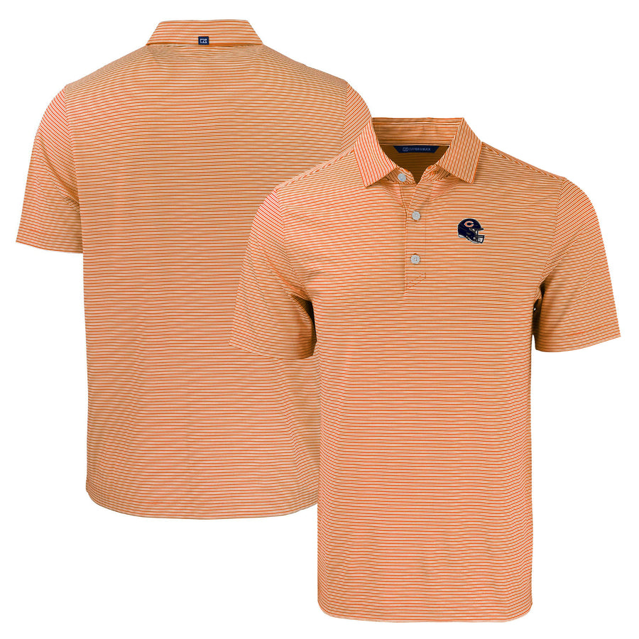 Men's Cutter & Buck  Orange Chicago Bears Helmet Forge Eco Double Stripe Stretch Recycled Polo