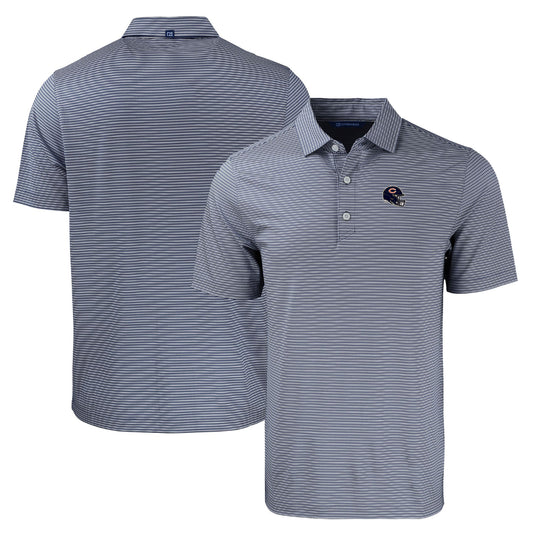 Men's Cutter & Buck  Navy/White Chicago Bears Helmet Forge Eco Double Stripe Stretch Recycled Polo