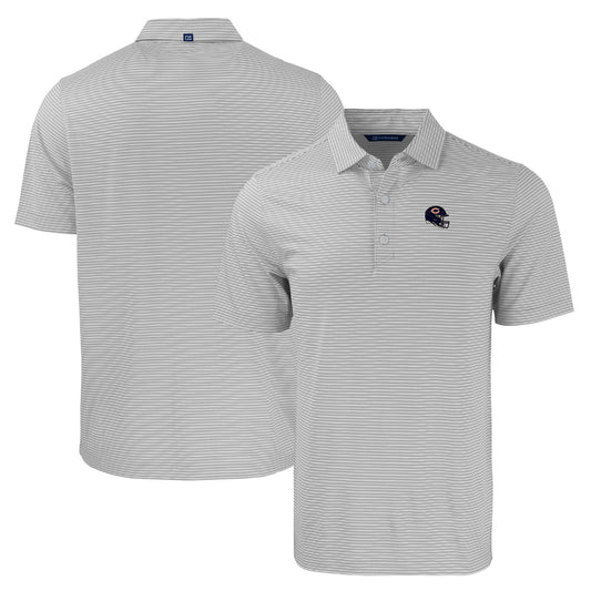 Men's Cutter & Buck  Gray/White Chicago Bears Helmet Forge Eco Double Stripe Stretch Recycled Polo