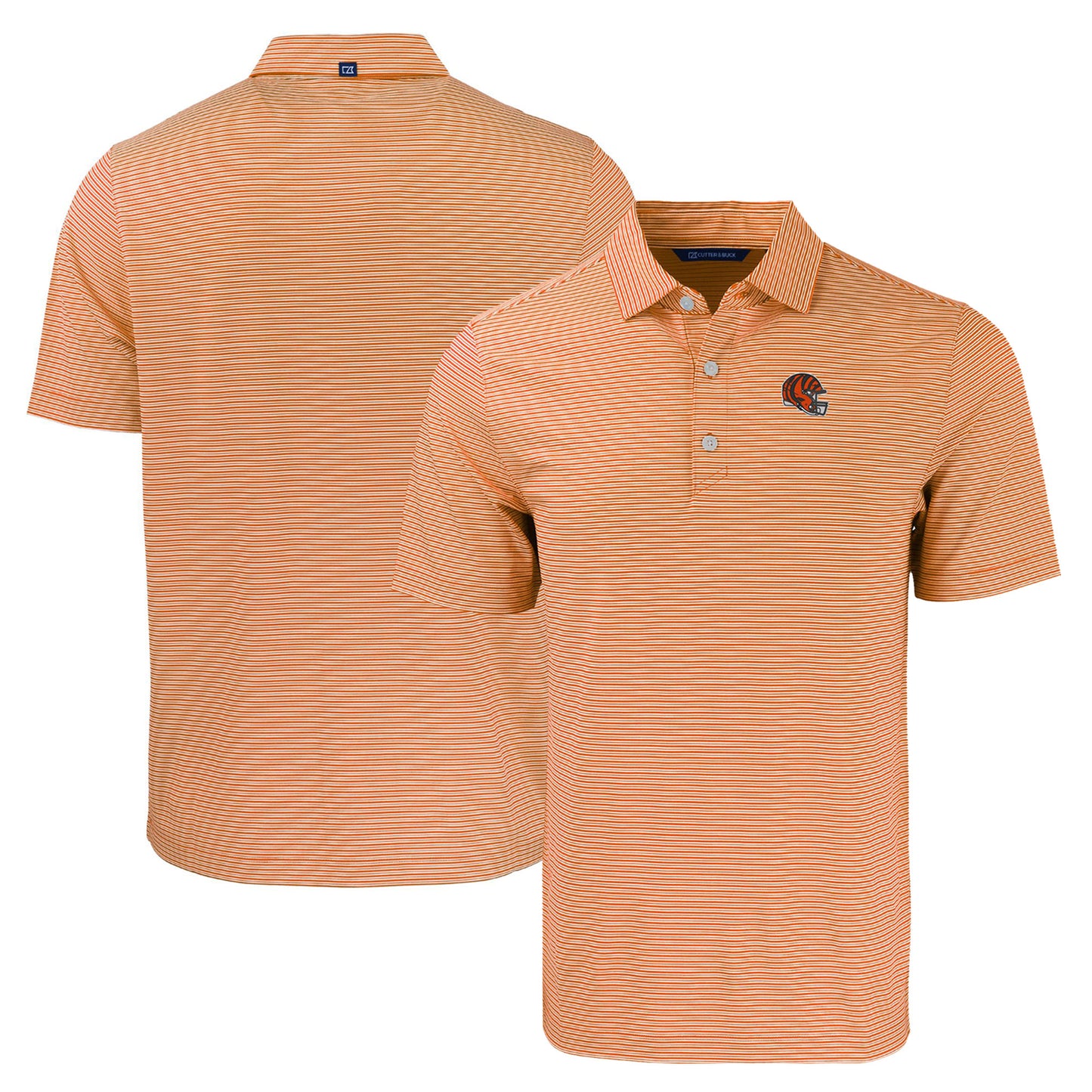 Men's Cutter & Buck  Orange Cincinnati Bengals Helmet Forge Eco Double Stripe Stretch Recycled Polo