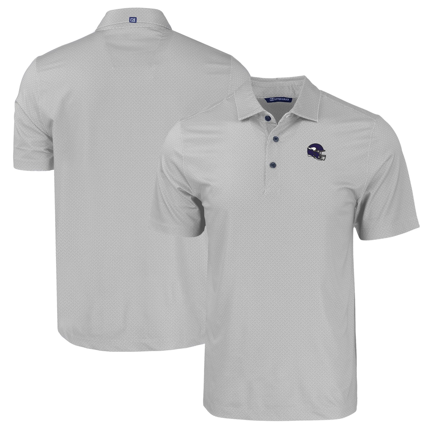 Men's Cutter & Buck  Gray Minnesota Vikings Helmet Big & Tall Pike Eco Tonal Geo Print Stretch Recycled Polo