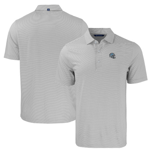Men's Cutter & Buck  Gray/White Detroit Lions Helmet Forge Eco Double Stripe Stretch Recycled Polo