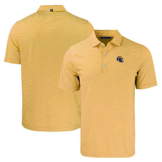 Men's Cutter & Buck  Gold/White Los Angeles Rams Helmet Forge Eco Double Stripe Stretch Recycled Polo