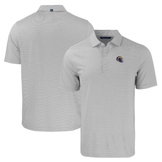 Men's Cutter & Buck  Gray/White Los Angeles Rams Helmet Forge Eco Double Stripe Stretch Recycled Polo