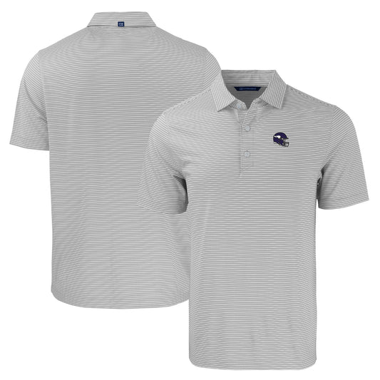 Men's Cutter & Buck  Gray/White Minnesota Vikings Helmet Forge Eco Double Stripe Stretch Recycled Polo