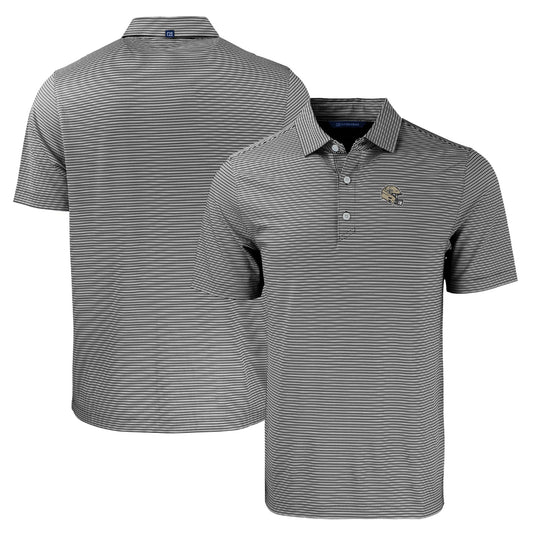 Men's Cutter & Buck  Black/White New Orleans Saints Helmet Forge Eco Double Stripe Stretch Recycled Polo